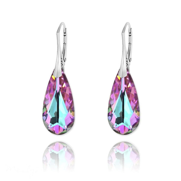 Pink Swarovski Crystal Teardrop Earrings