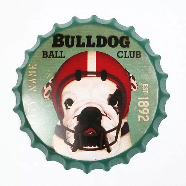 Bull Dog Beer Cap Metal Tin Sign Poster