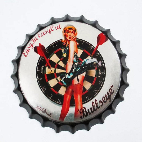 Bulls Eye Beer Cap Metal Tin Sign Poster