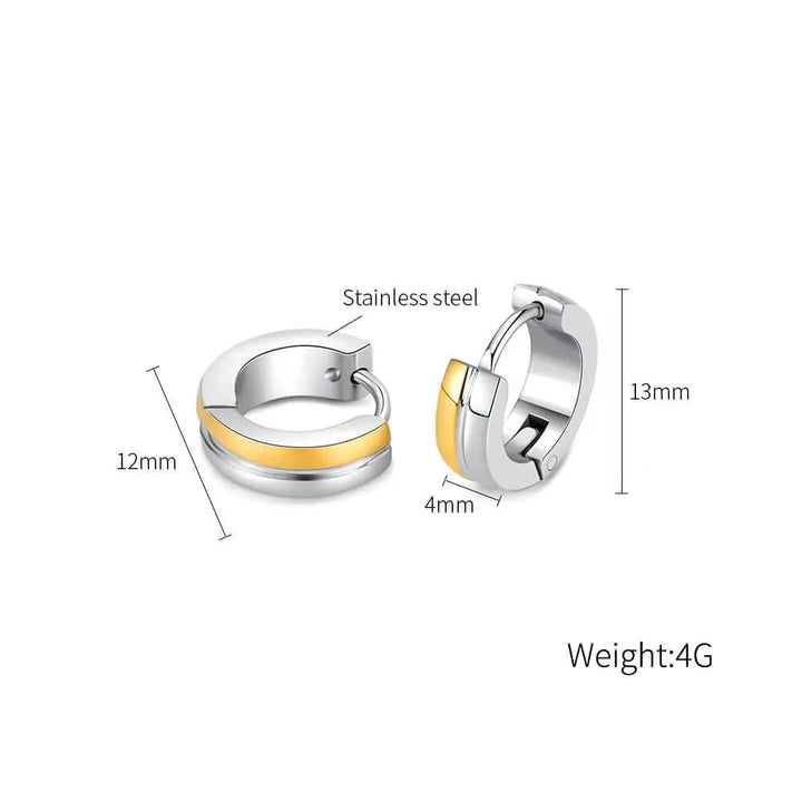Steel Gold two Tone Huggie Earrings