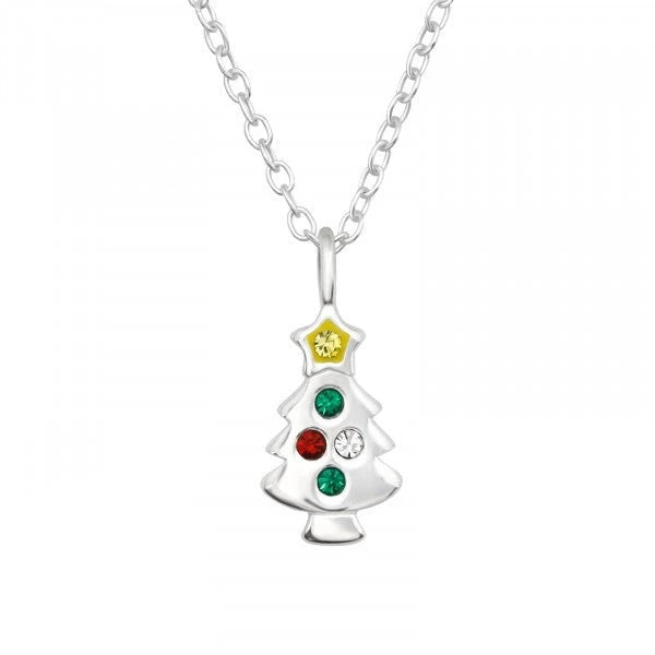 Kids Silver Christmas Tree Necklace