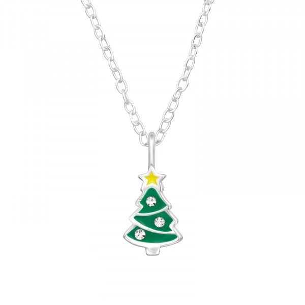 Kids Silver Christmas Tree Necklace