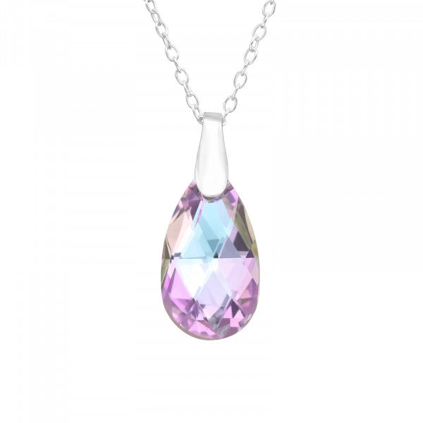 Silver Teardrop Crystal Necklace