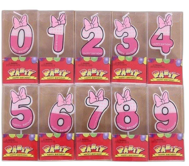 Bow Birthday Number Candle Pink