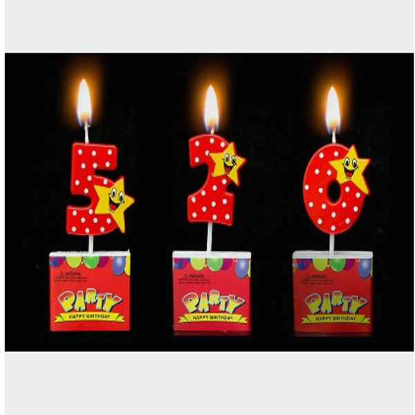 Red Star  Birthday Candle Numbers