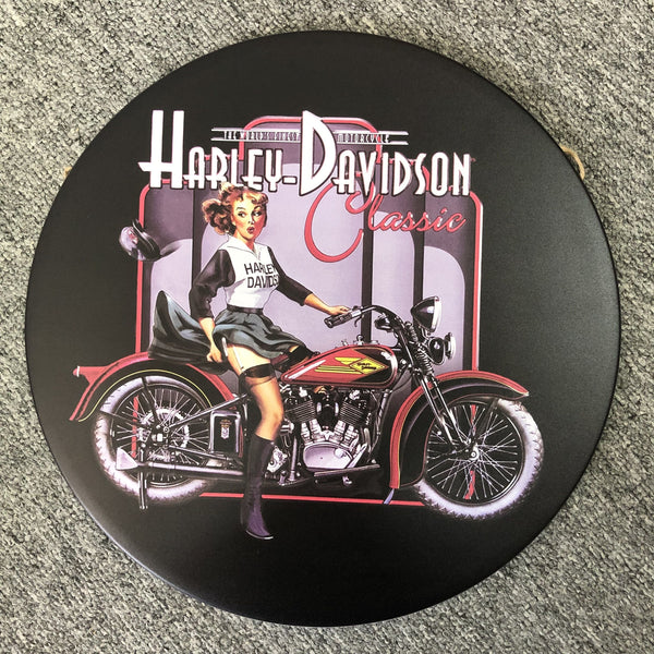 Harley Round Tin Metal  Poster