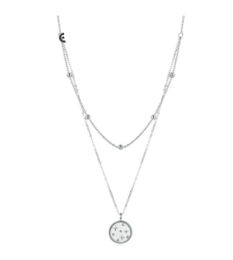 Silver Double Layer Coin Necklace