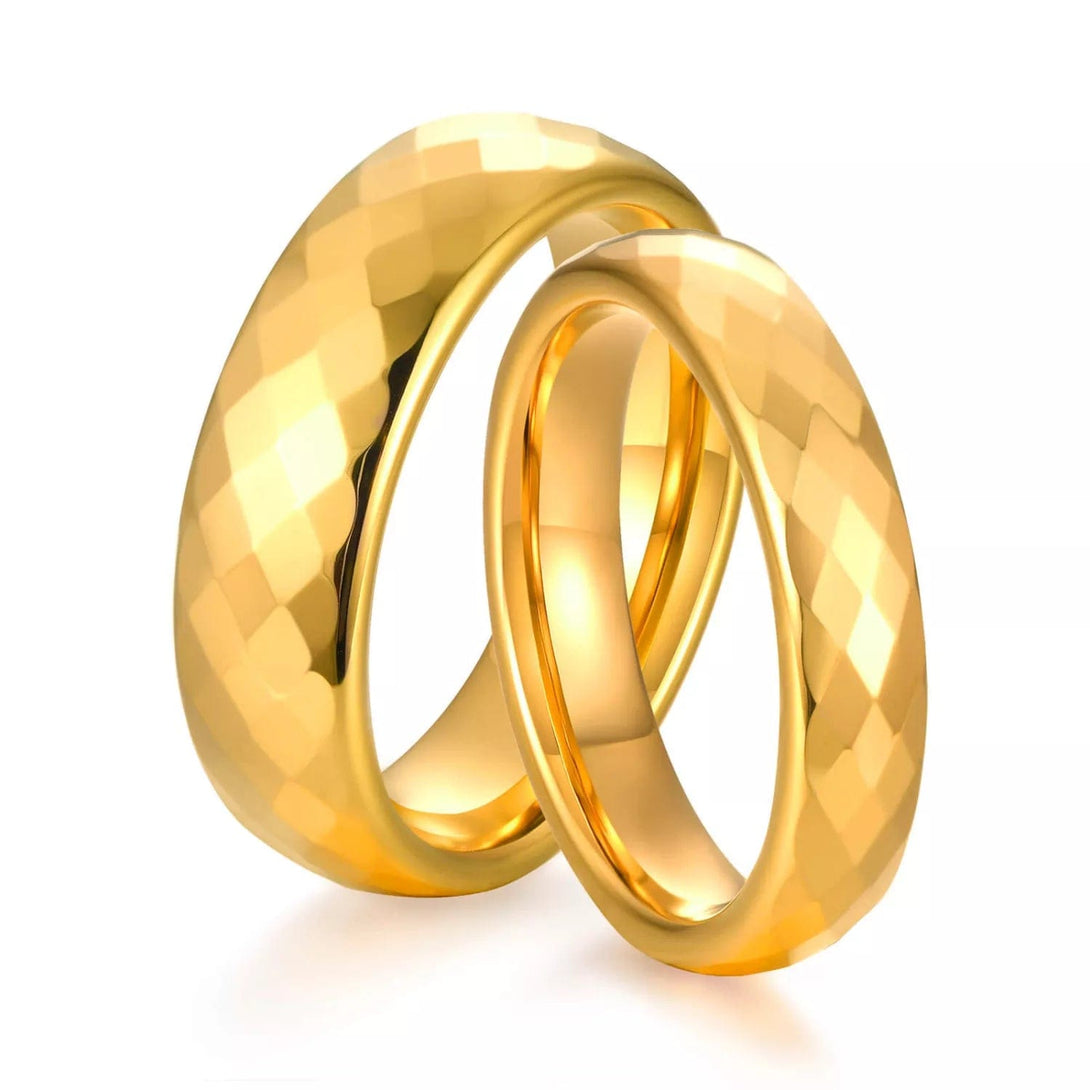 Tungsten Carbide Gold Couple Wedding Ring