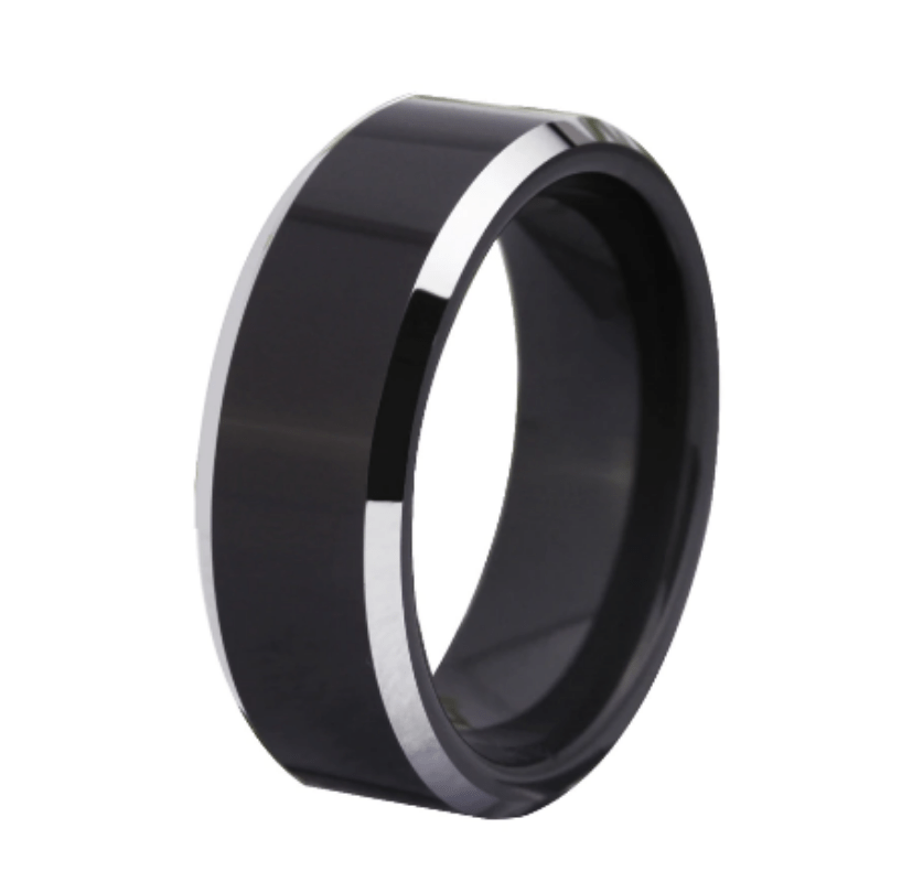 Tungsten Black Silver Wedding Ring