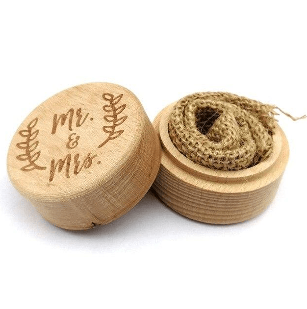 Wooden Wedding Engagement Ring Box-Mr And Mrs 3