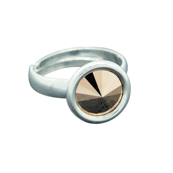 Silver Rose Gold Ring With Crystal