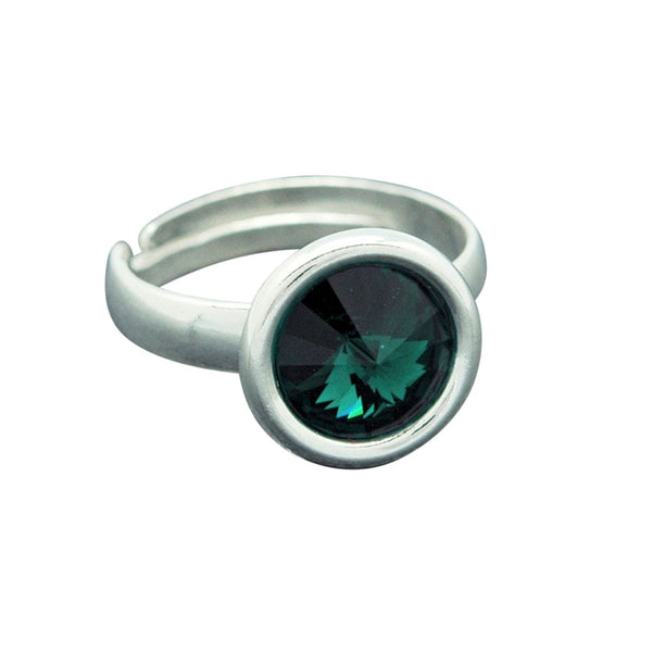 Silver Emerald Ring With Crystal