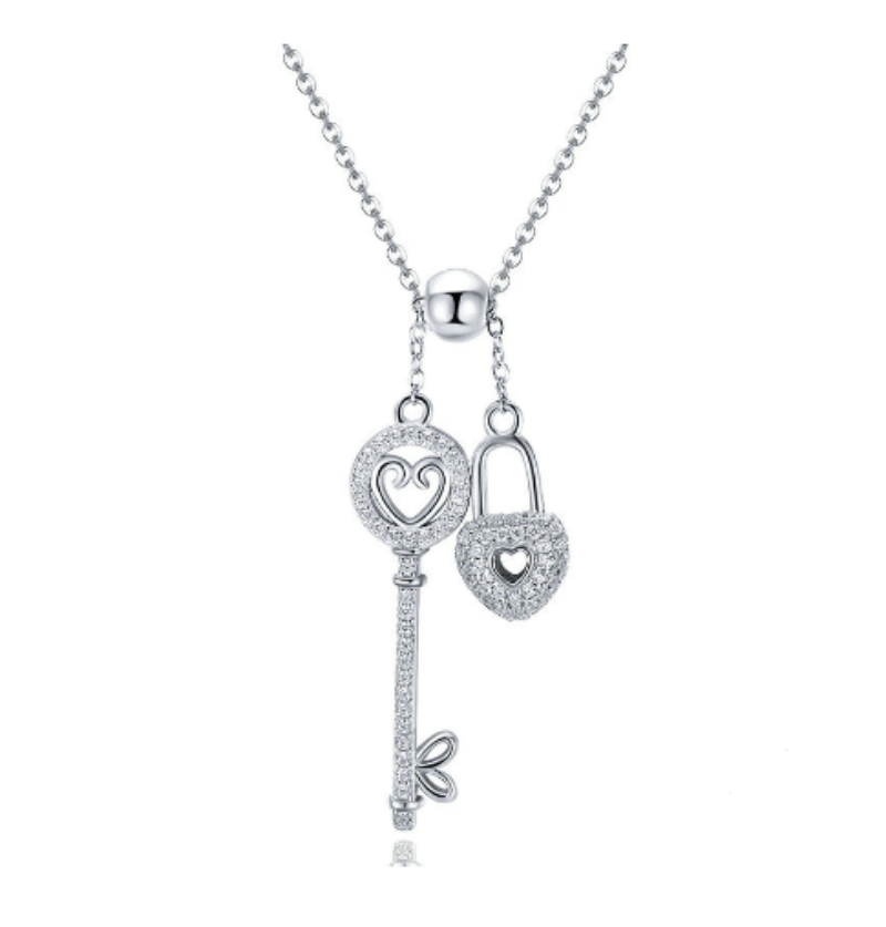 Silver Lock & key Heart Necklace