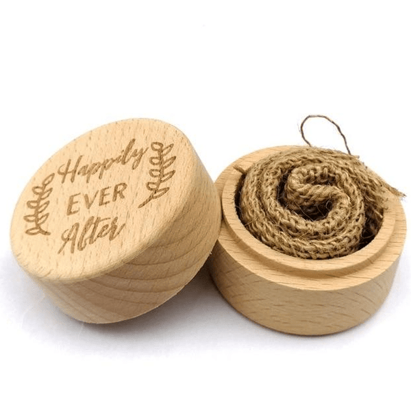 Wooden Wedding Engagement Ring Box-Happily Ever After 2