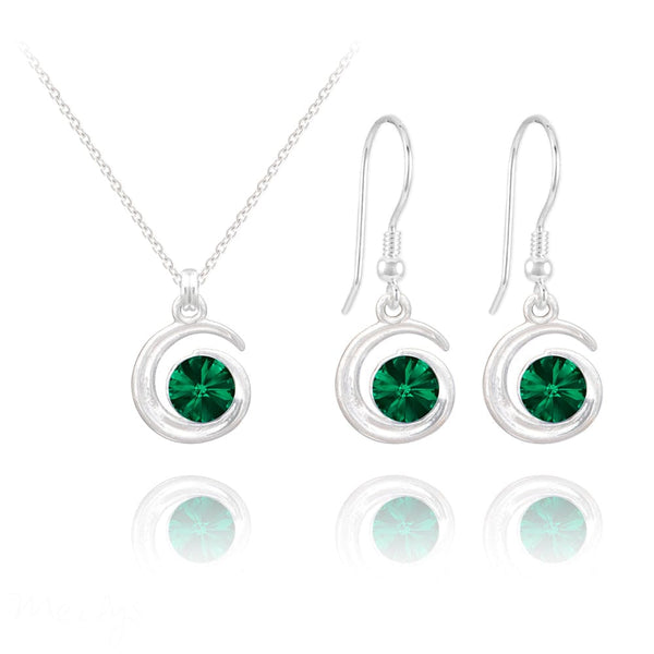 Emerald Spiral Fine Silver Jewellery Set