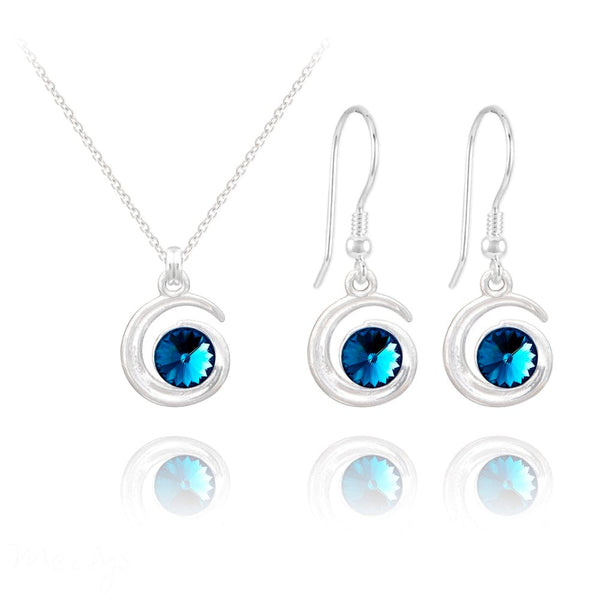 Bermuda Blue Spiral Fine Silver Jewellery Set