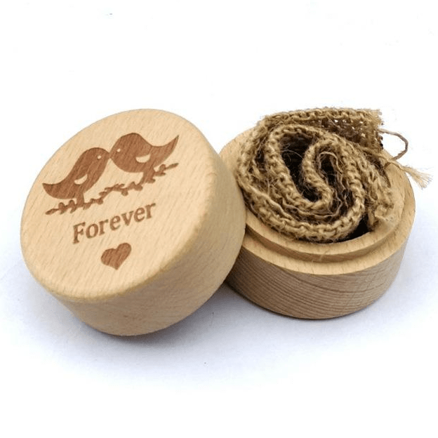 Wooden Wedding Engagement Ring Box-Forever
