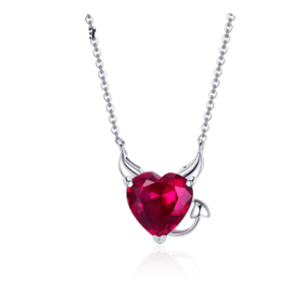Silver Devil Heart Necklace