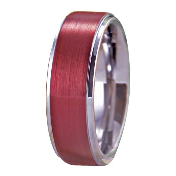 Tungsten Red and Silver Wedding Band