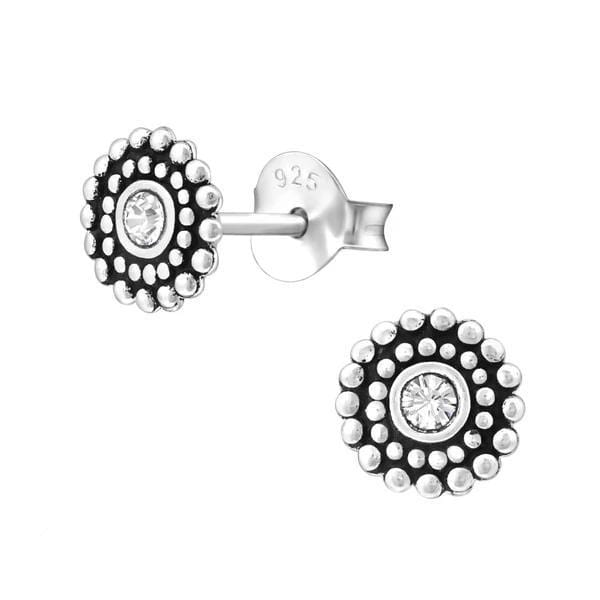 Sterling Silver Round Stud earrings with Swarovski Crystal