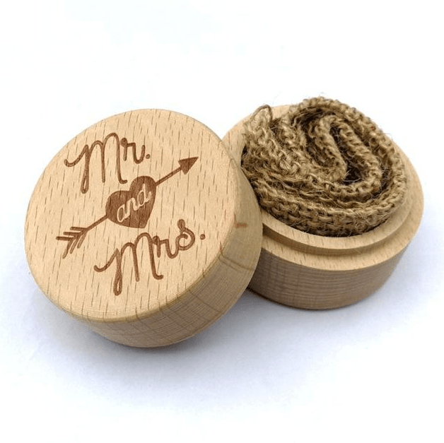 Wooden Wedding Engagement Ring Box-Mr And Mrs