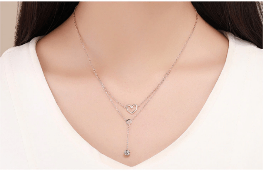 Rose Gold Geometric Heart Necklace