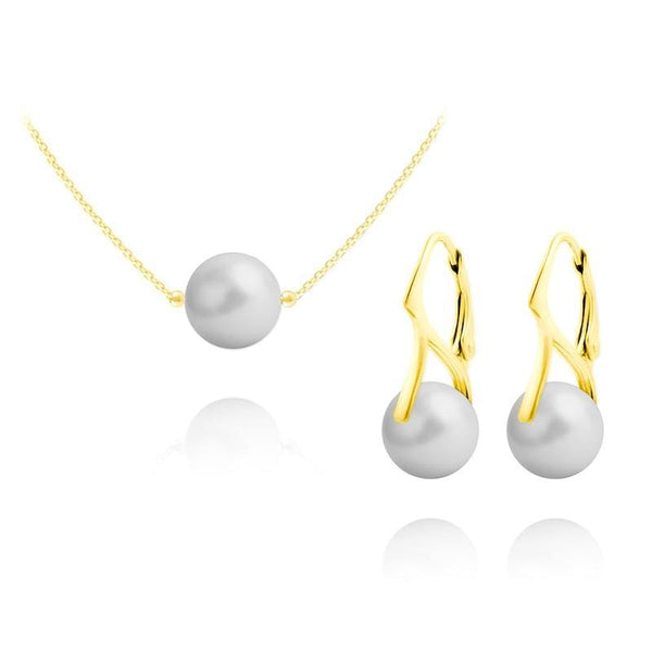 24K Gold & Grey Pearl Jewellery Set