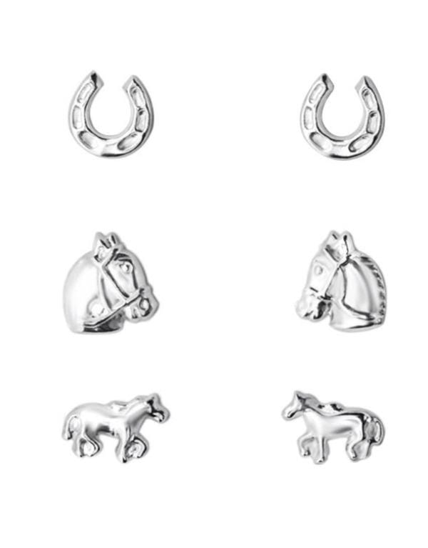 Horse earrings sterling silver