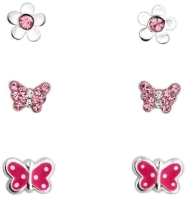 Silver Butterfly Earrings Set for Kids