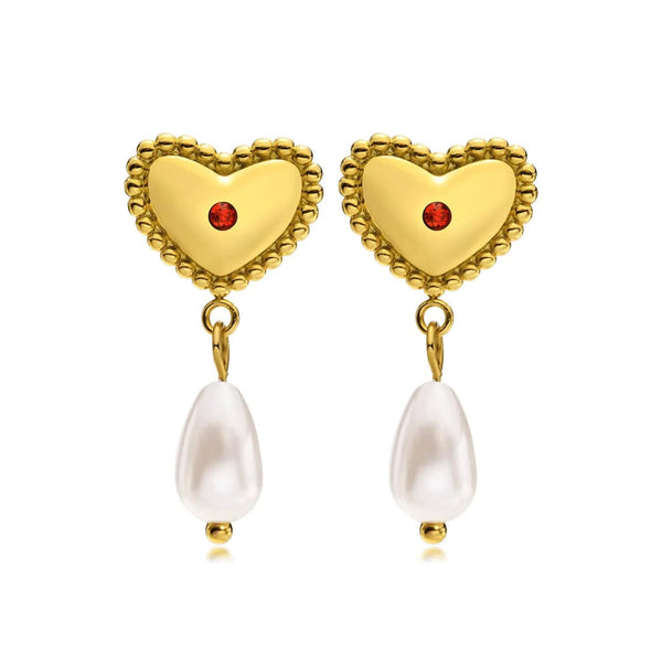Steel Love Pearl Earrings for Women