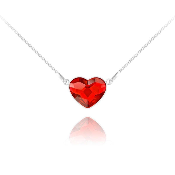  Light Siam Silver  Heart  Necklace 