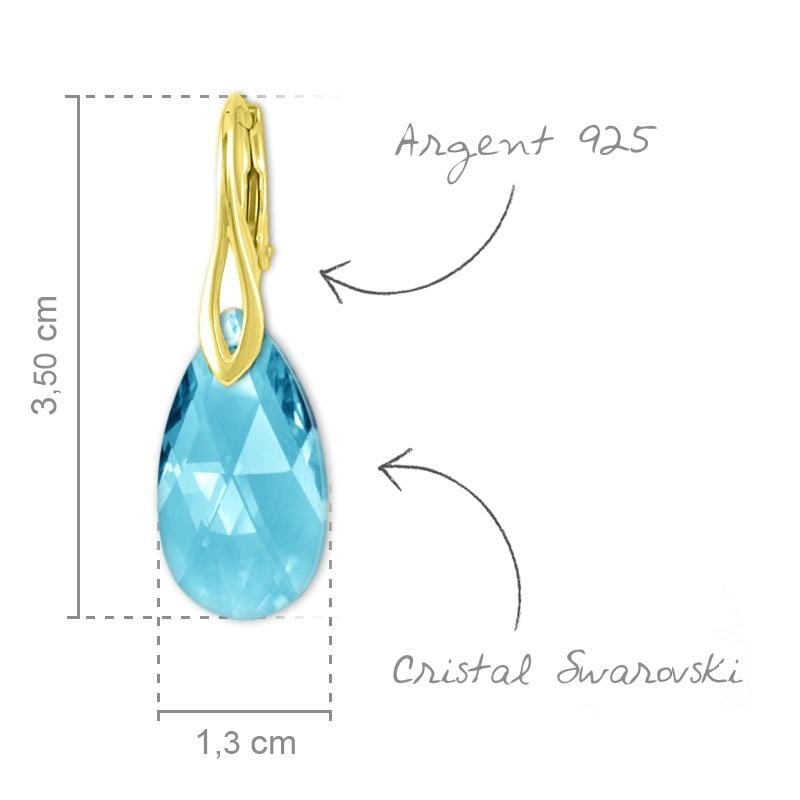 24K Gold Pear Aquamarine Earrings 