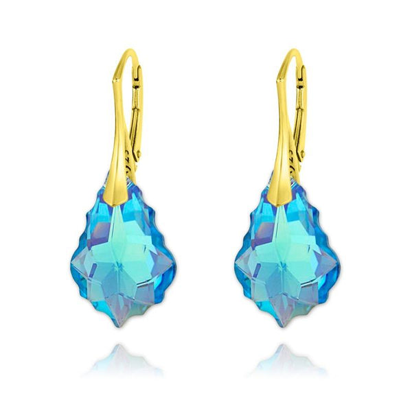 24K Gold  Aquamarine Earrings