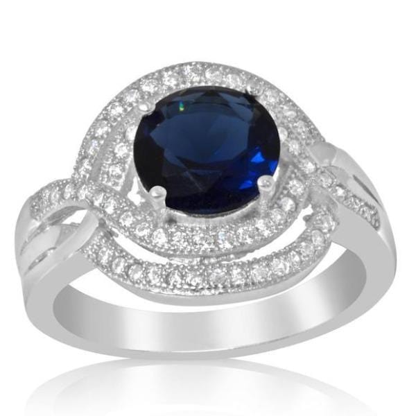 Precious Stone Blue Sapphire Silver Ring