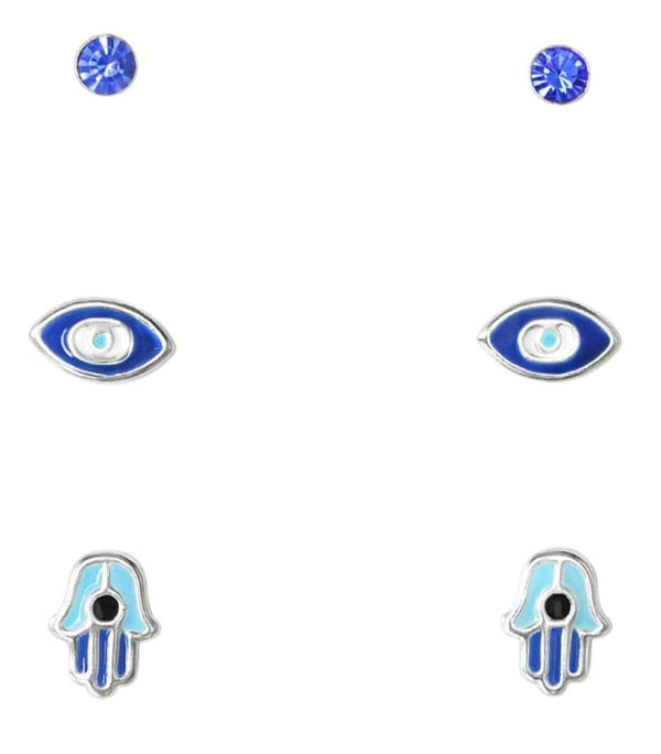 Silver Blue Earrings Set for Kids
