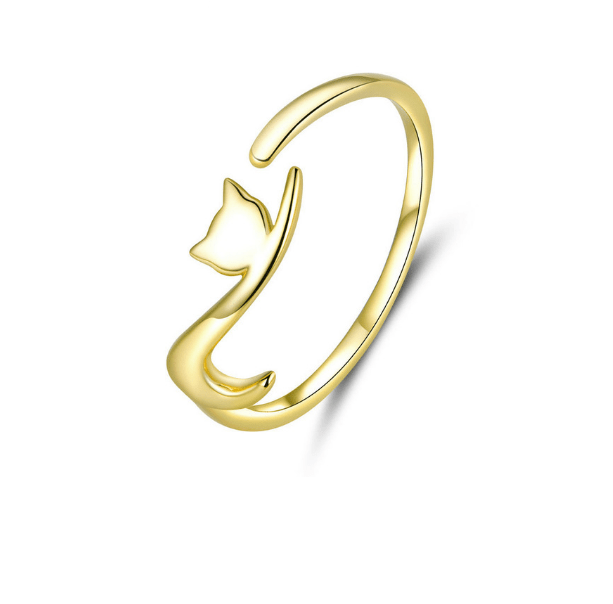 Gold Cute Cat Adjustable Ring