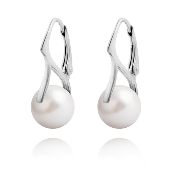 Nacreous Swarovski Crystal Pearl 10mm Silver Earrings - White