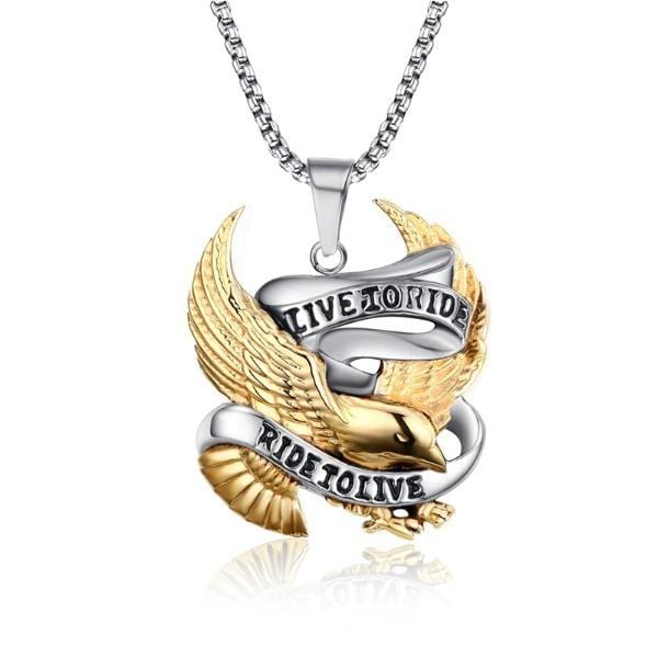 Mens Two Tone Eagle Necklace