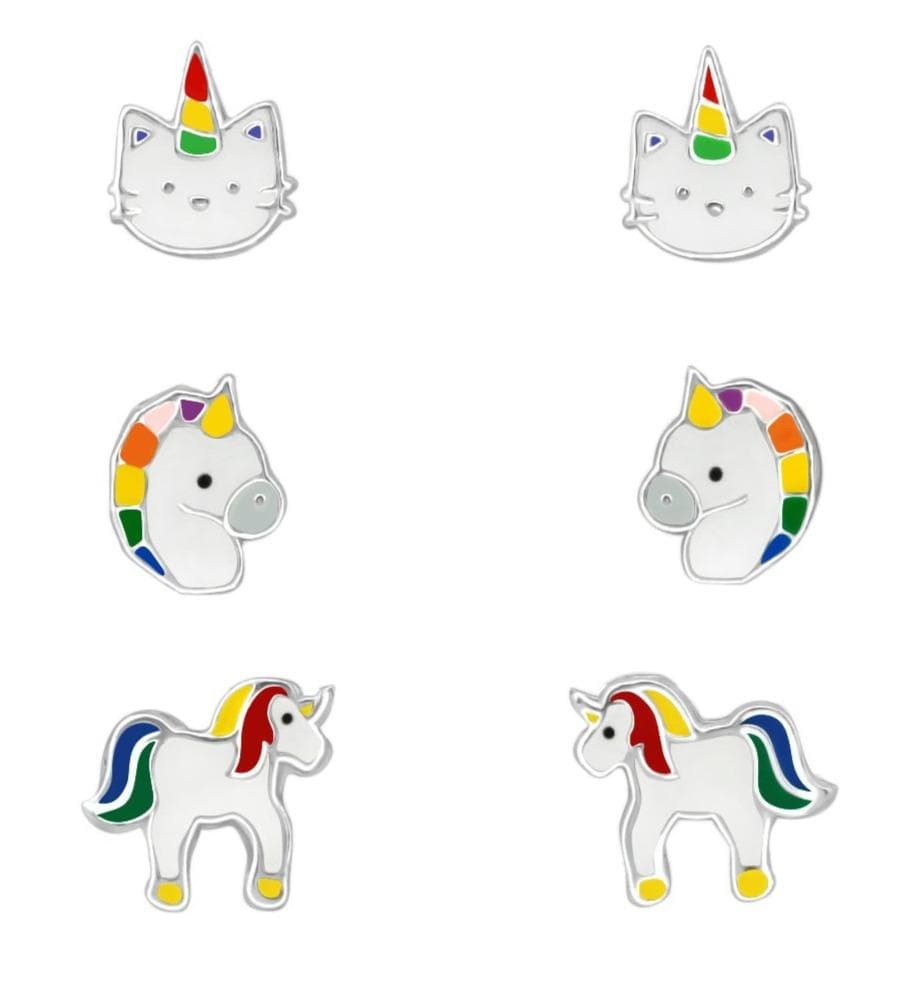 Silver Unicorn Earrings  Set for kids 