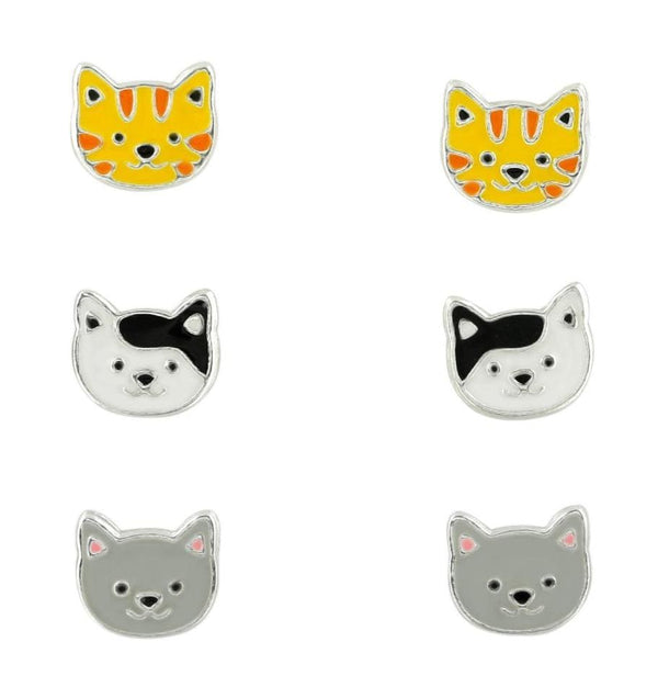Silver Animal Earrings Set for Kids