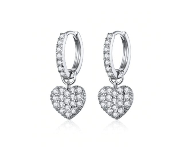 Heart Dangle Wedding  Earrings