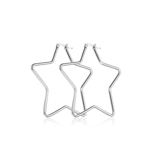 Stainless Steel Five Star Earrings