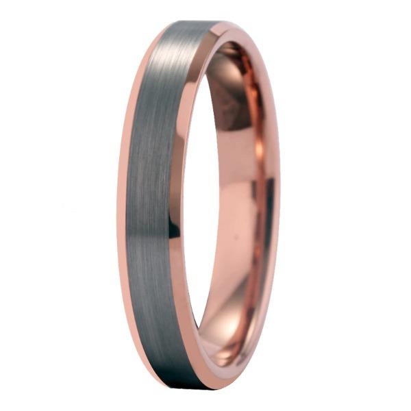 Tungsten Silver and Rose Gold Wedding Ring