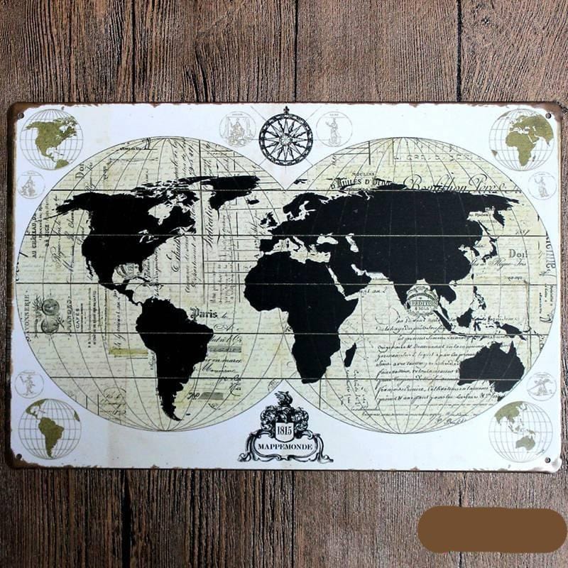 World Map Tin Poster