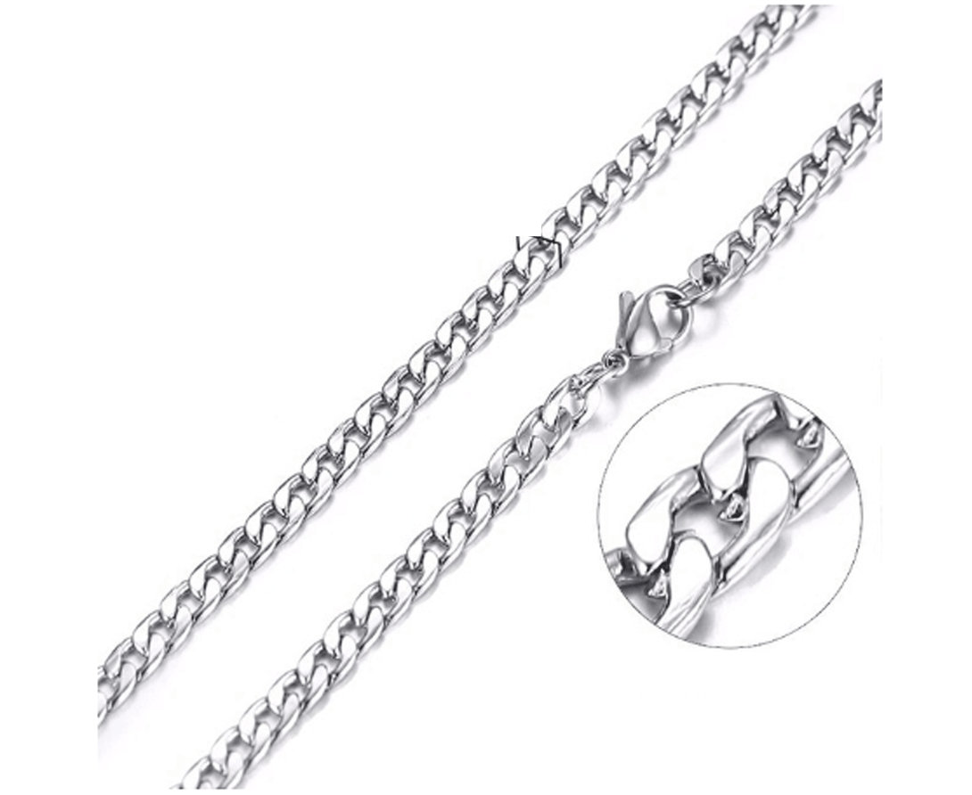 Mens Stainless Steel Silver Cuban Link Chain