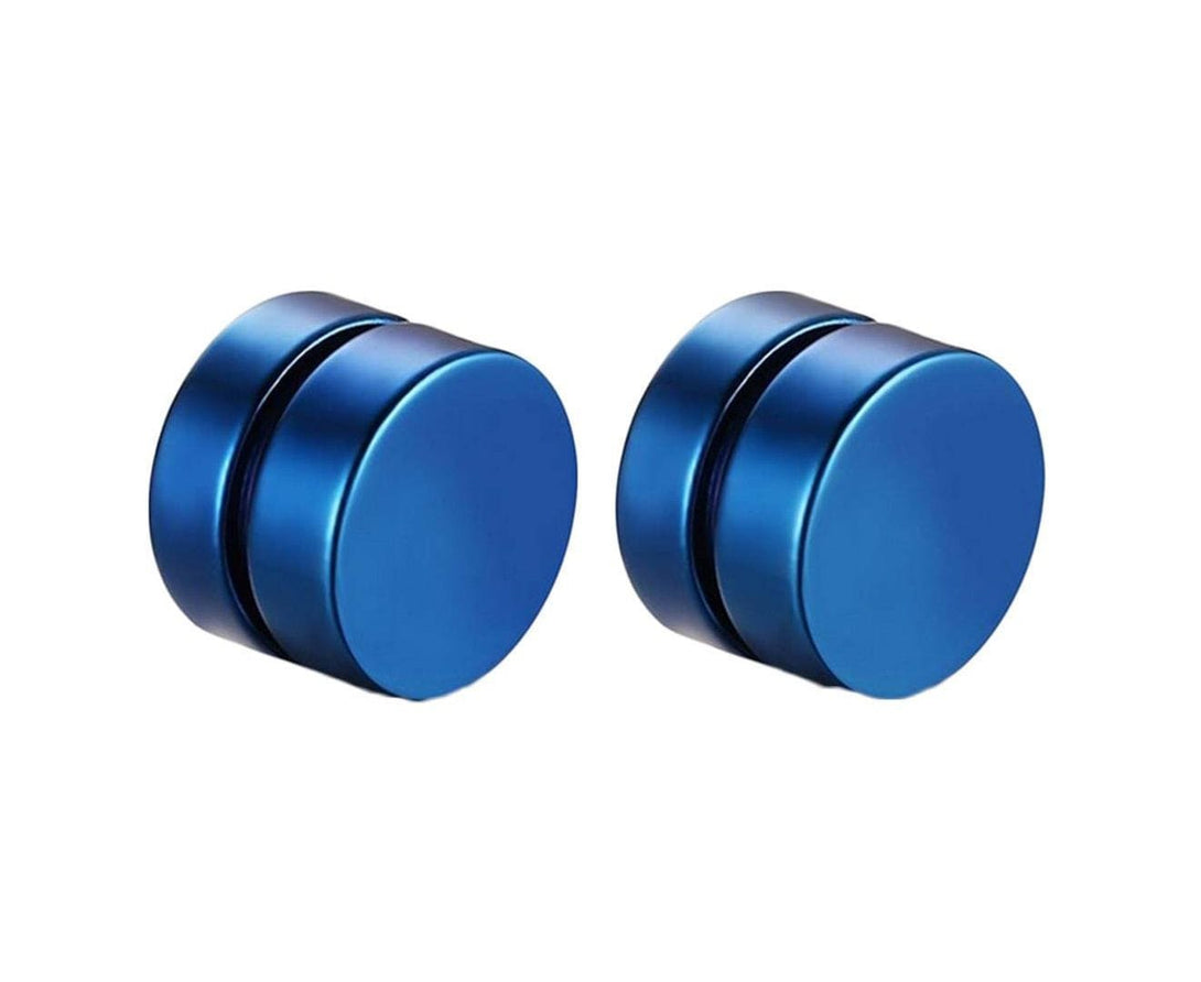 Stainless Steel Blue Magnetic Clip on  Mens Earrings
