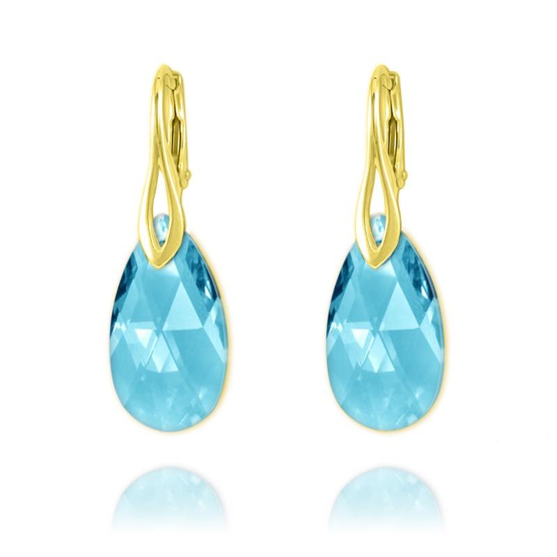 24K Gold Aquamarine Pear Earrings 