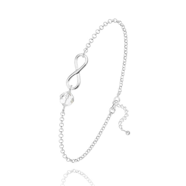 Infinity Bracelet Silver Made With White Swarovski Crystal