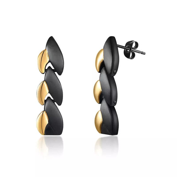 Black and Gold Titanium Earrings for Men