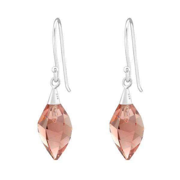 Silver Twisted Earrings Blush Rose with Swarovski Crystal
